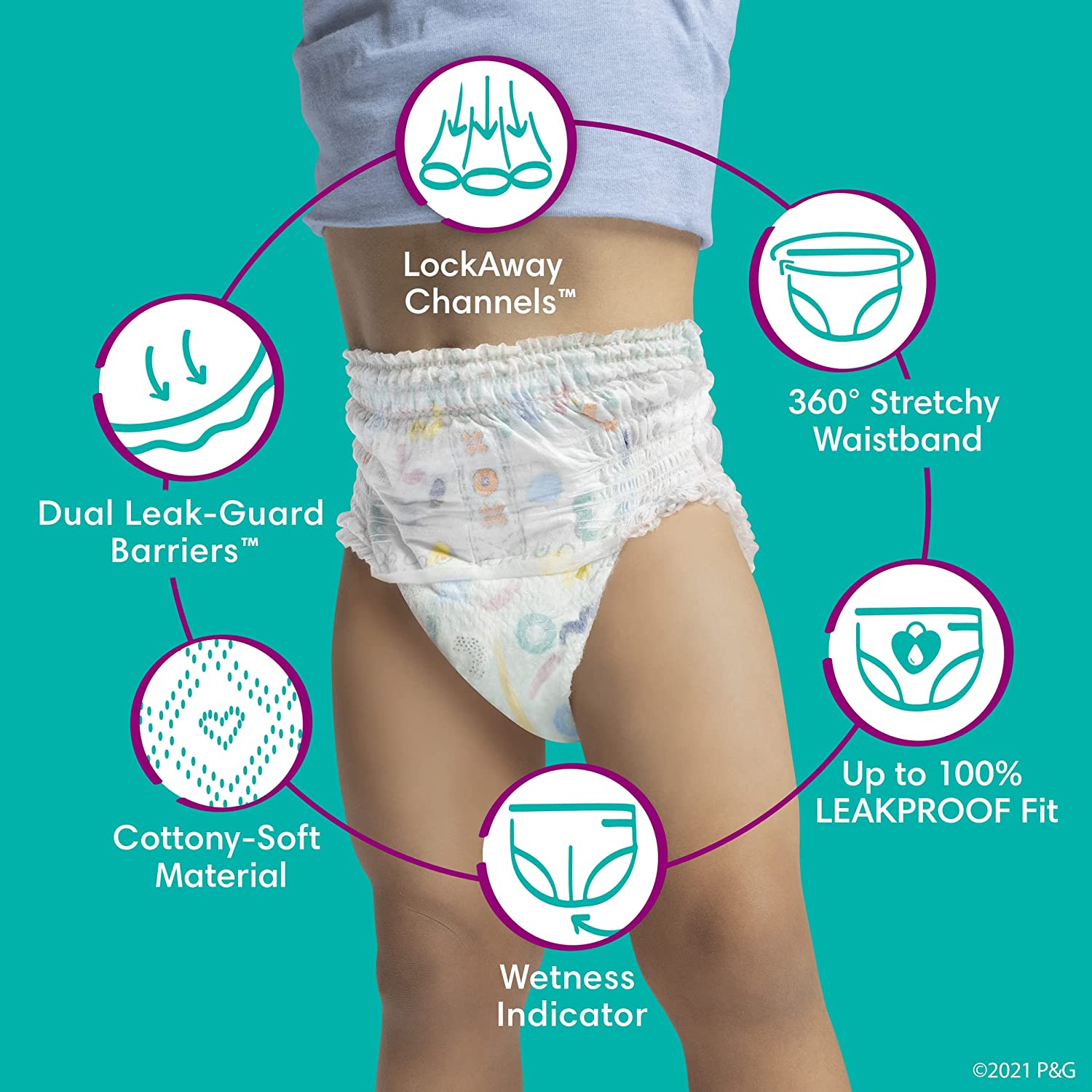 Diapers Size 3, 168 Count - Pampers Pull On Cruisers 360° Fit Disposable Baby Diapers with Stretchy Waistband, (Packaging & Prints May Vary) - Image 5